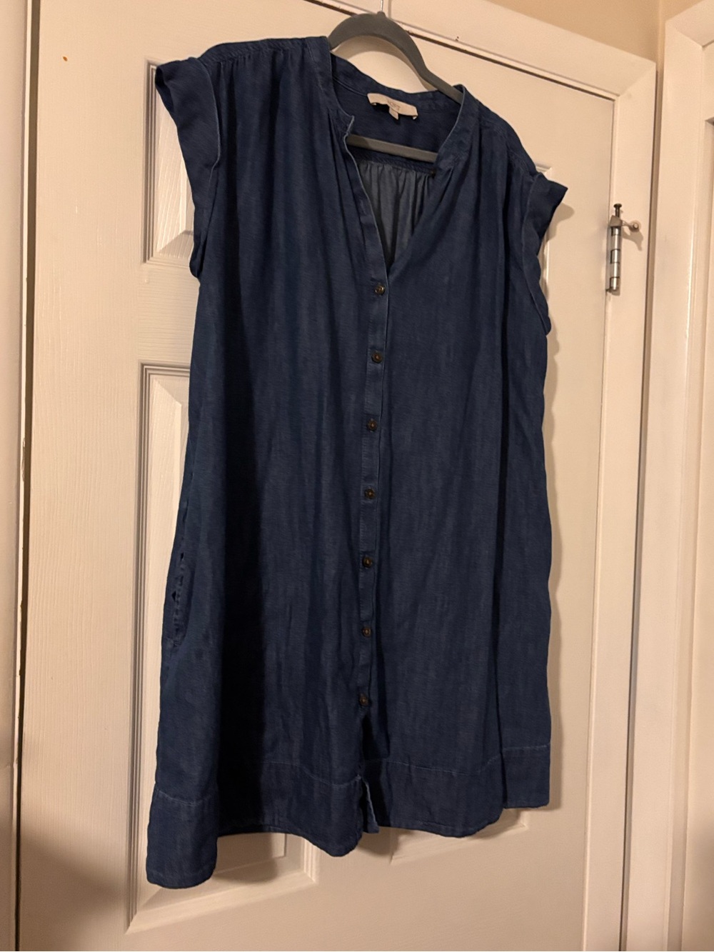 Loft Chambray Denim Mini Dress Sz L